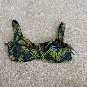 Victoria's Secret Black Bikini Top with Green and Yellow Leaf Print